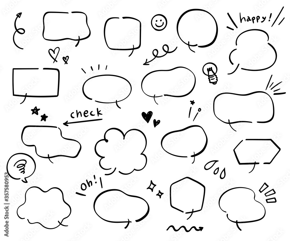 手書きの吹き出しのセット イラスト ふきだし Illustration Stock Adobe Stock