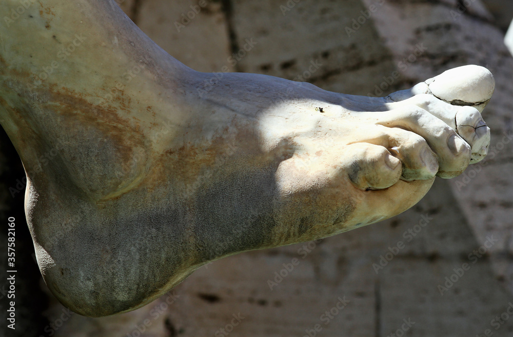 Detail of the Fountain by Bernini, sited in Piazza Navona. Foot of one of the statues representing Rio de la Plata river. Detail of the Fountain by Bernini, sited in Piazza Navona. Foot of one of the statues representing Rio de la Plata river.