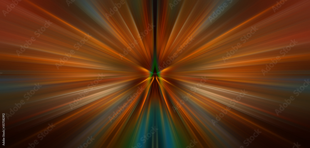 Flash of orange light. Abstract background of luminous lines.