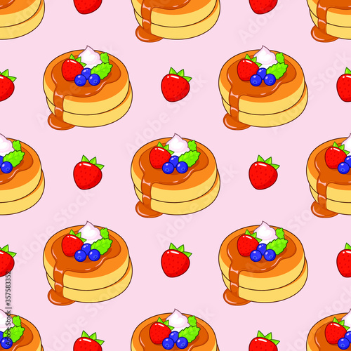 Seamless vector pancakes dessert bakery pattern background wallpapers for kitchen cooking menu or restar