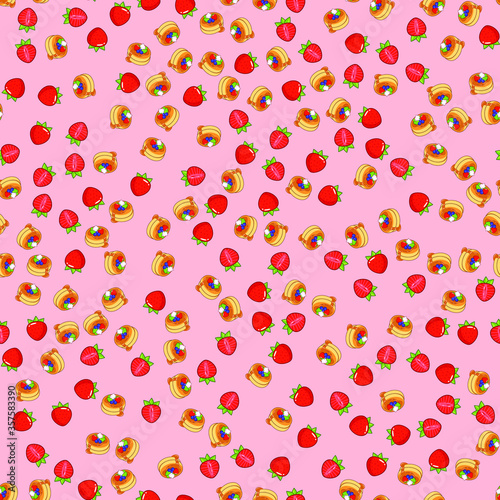 Seamless vector pancakes dessert bakery pattern background wallpapers for kitchen cooking menu or restar
