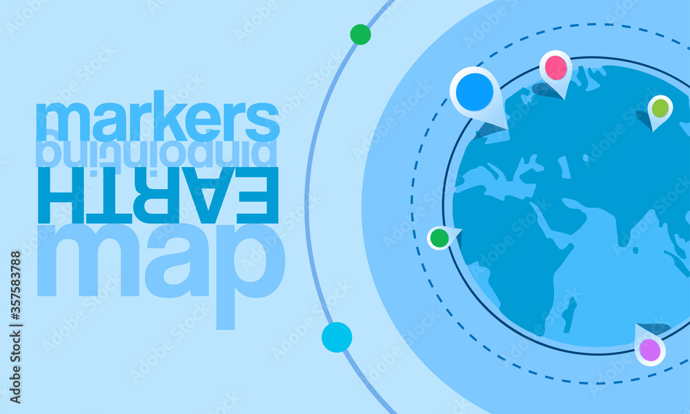 Planet Earth, geolocation and navigation, red markers, gps. Vector illustration Planet Earth, geolocation and navigation, red markers, gps. Vector illustration
