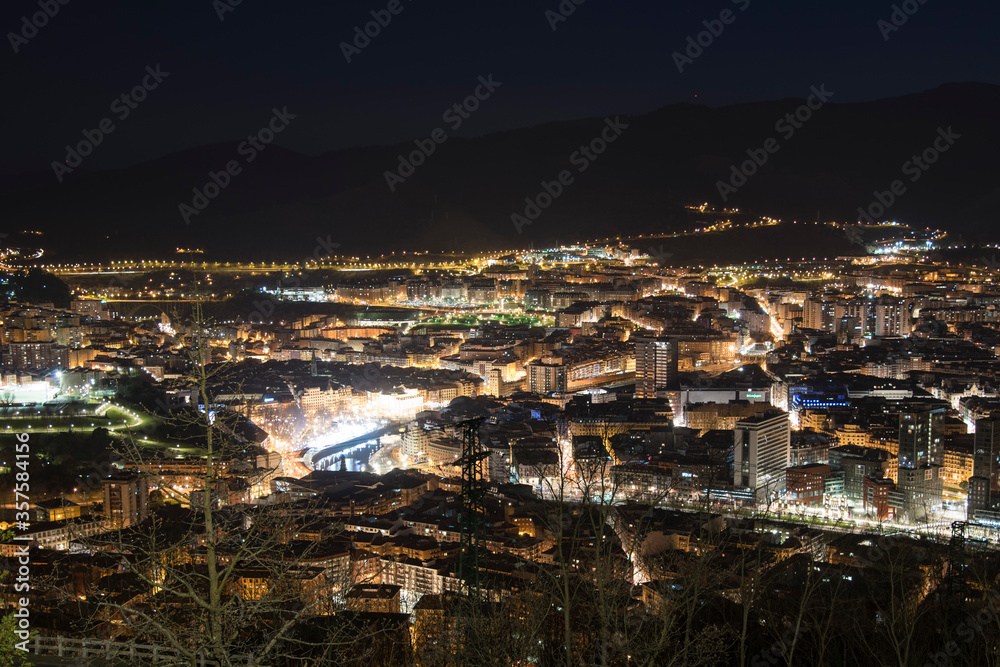 Night view of the city from the Artxanda viewpoint in Bilbao, Biscay, Basque Country, Spain, Europe.