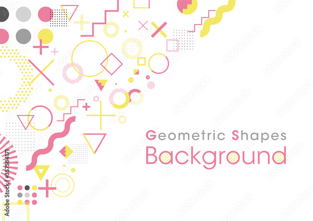 Background composed of geometric shapes. Vector data. Pink and yellow. Background composed of geometric shapes. Vector data. Pink and yellow.