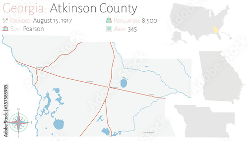 Large and detailed map of Atkinson county in Georgia  USA.