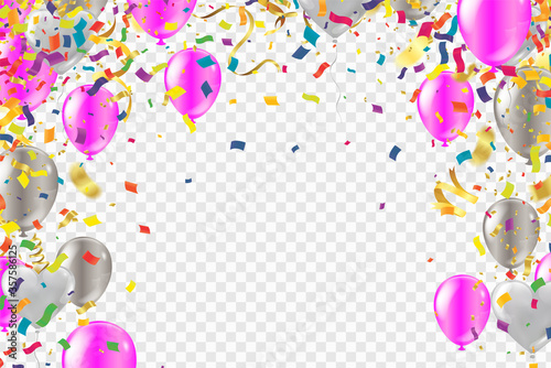 Pink balloons and on the background. Eps 10 vector file.