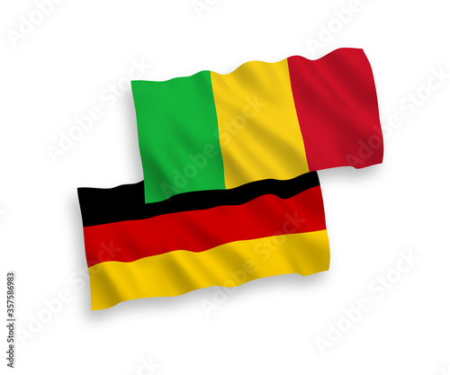 Flags of Mali and Germany on a white background