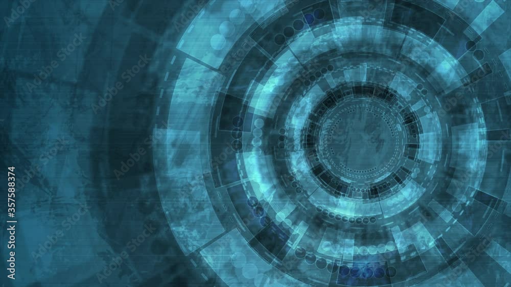 Blue grunge hi-tech and science background with HUD gears