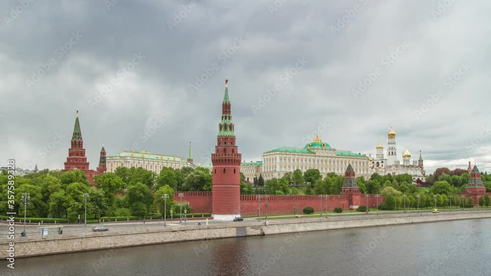 Kremlin, Moscow, Russia. Official Classic view. Best view of the Kremlin from a bridge over the Moscow River. Version 60 fps Kremlin, Moscow, Russia. Official Classic view. Best view of the Kremlin from a bridge over the Moscow River. Version 60 fps