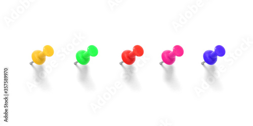 Set of push pins isolated on white background
