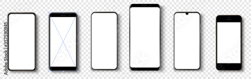 New big collection of realistic smartphones mockups. Smartphone mockup. Cellphone frame with blank display isolated templates. Device mockup separate groups and layers, easily editable.Template UI/UX 