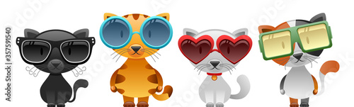 Cool cats set with sunglasses. To see the other vector cat illustrations , please check Cats collection.