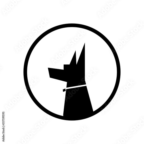 Dog silhouette in a circle sign eps ten