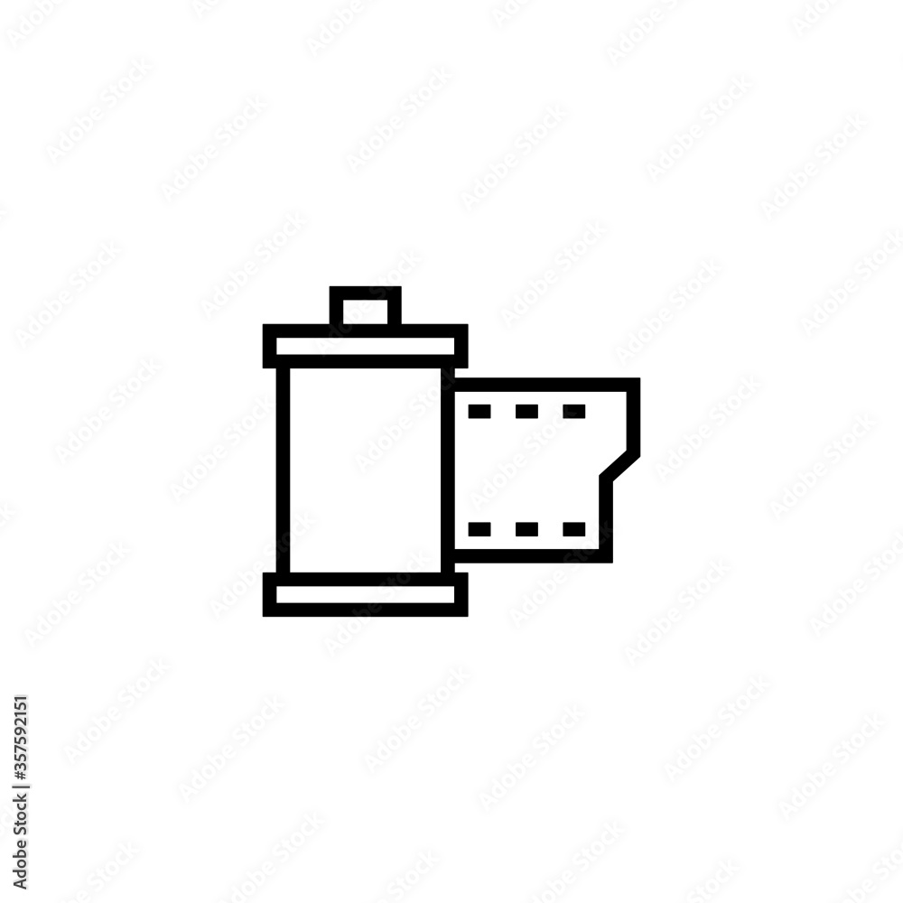 Film Roll Icon in black line style icon, style isolated on white background Film Roll Icon in black line style icon, style isolated on white background