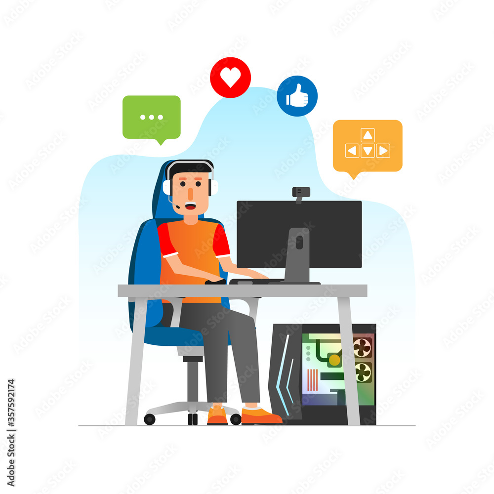 the gamer and live streaming in simple graphic the gamer and live streaming in simple graphic