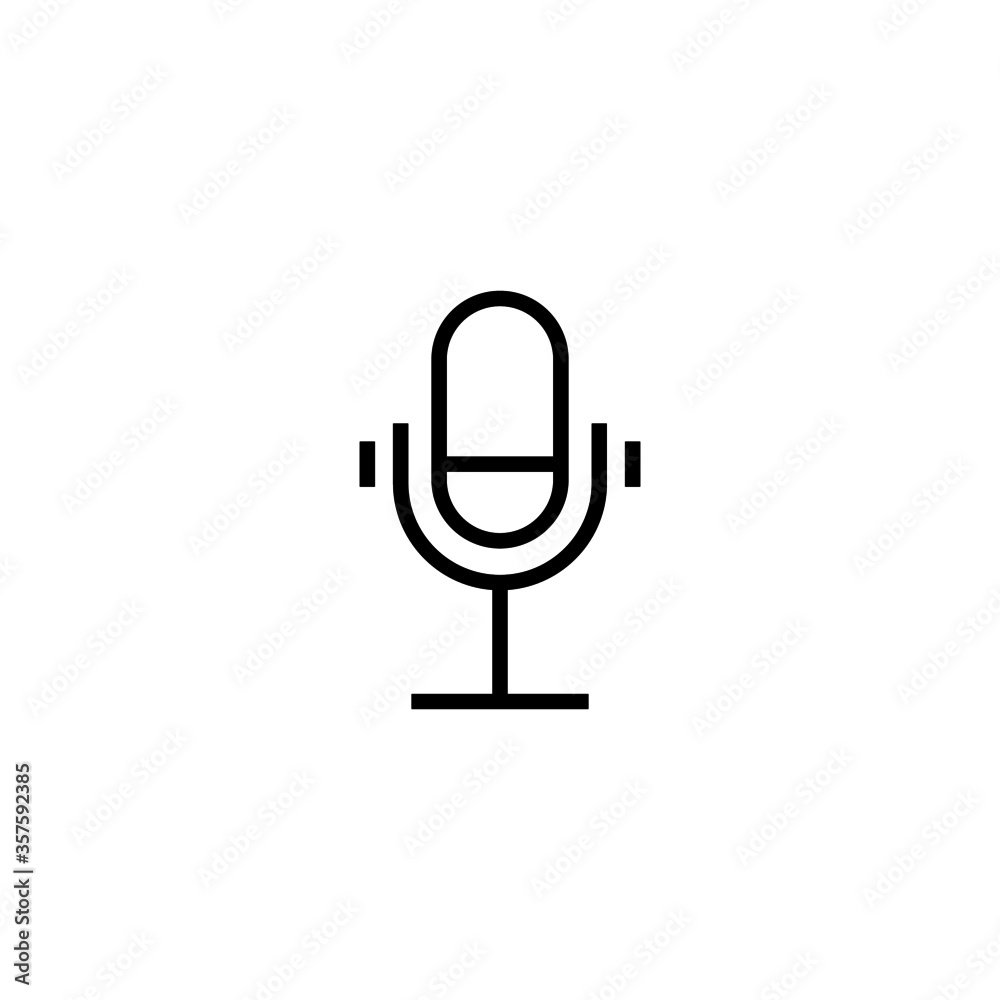 Big microphone Icon in black line style icon, style isolated on white background