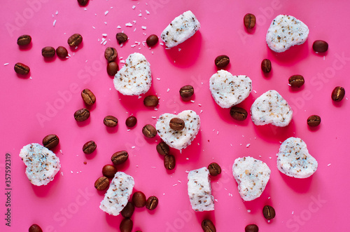 a coconut sweets with a coffee beans photo