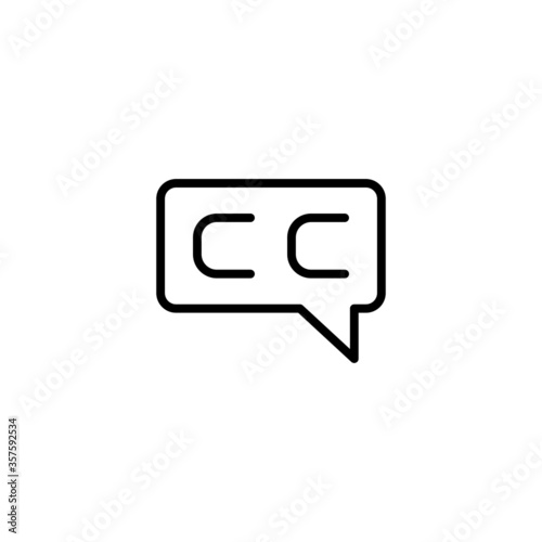 Subtitle vector icon in black line style icon, style isolated on white background