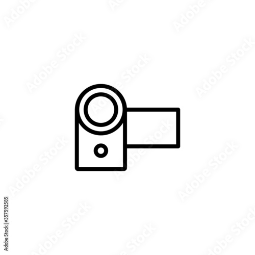 Camcoder, handycam,  Video camera vector icon in black line style icon, style isolated on white background