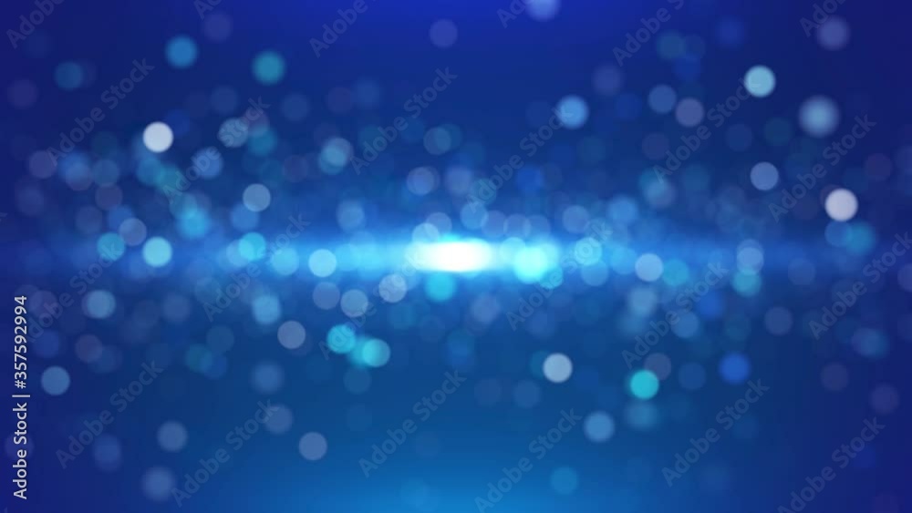 Beautiful Blue Sparkling Glitter Shines Bokeh Motion Toward Camera With Blurry Light Optical Lens Flare Background Seamless Loop