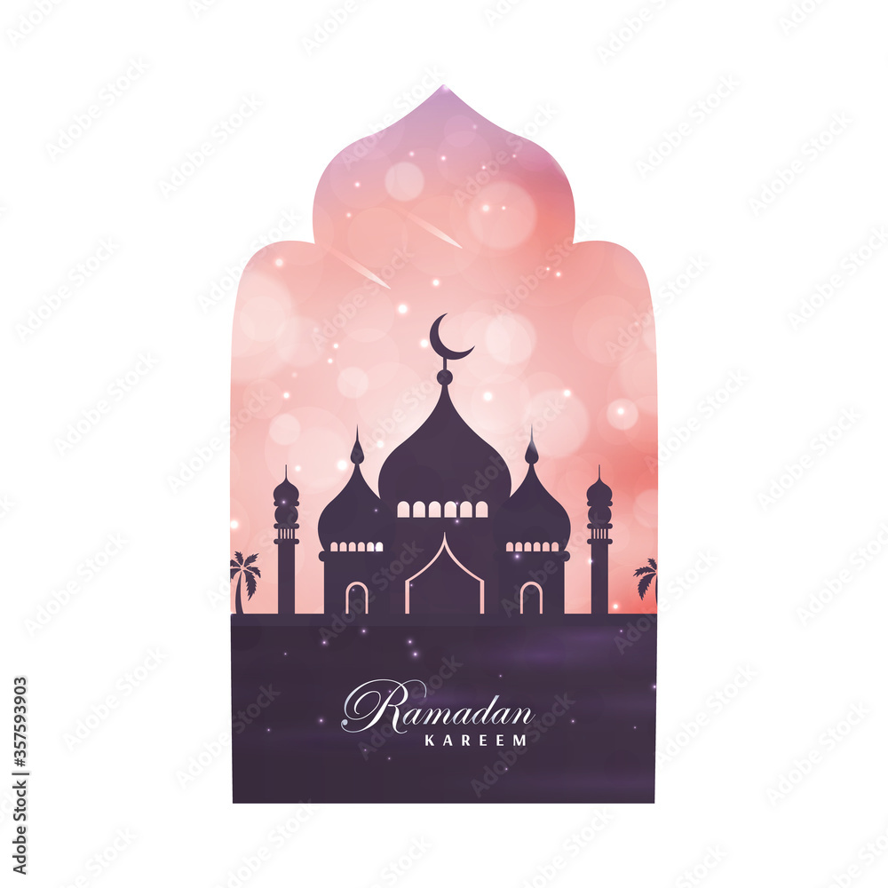 Illustration Ramadan Kareem. Greeting card with mosque