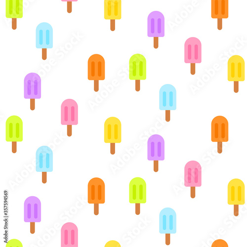 Ice-cream popsicles summer fun seamless pattern background