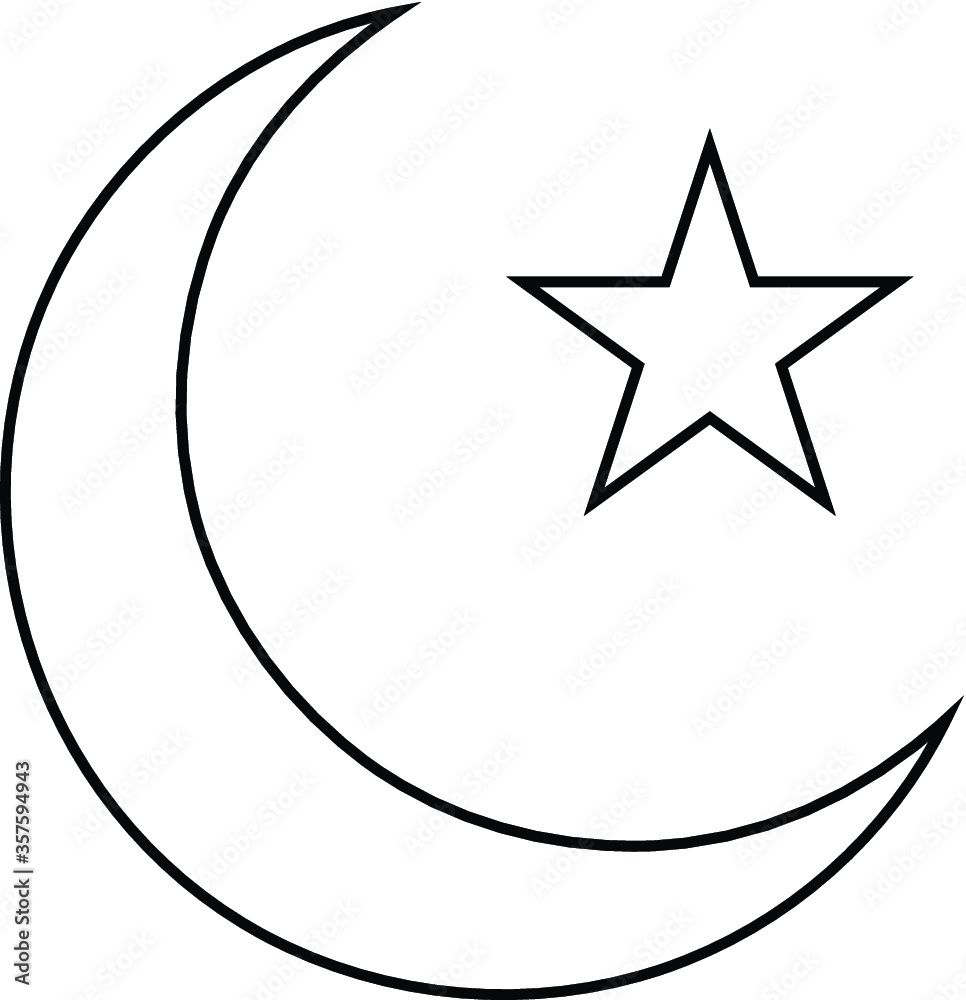 star and moon outline arabic symbol star and moon outline arabic symbol