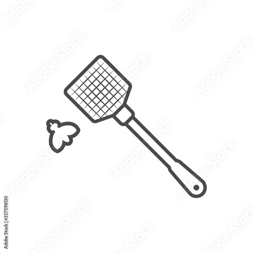 Fly swatter to kill flies and insects icon in flat style.Vector illustration.	