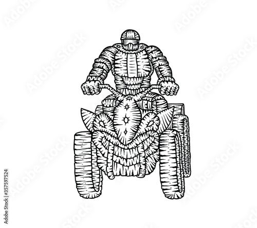 ATV. An emblem for a Quad bike. Vector illustration. Graphics. Engraving