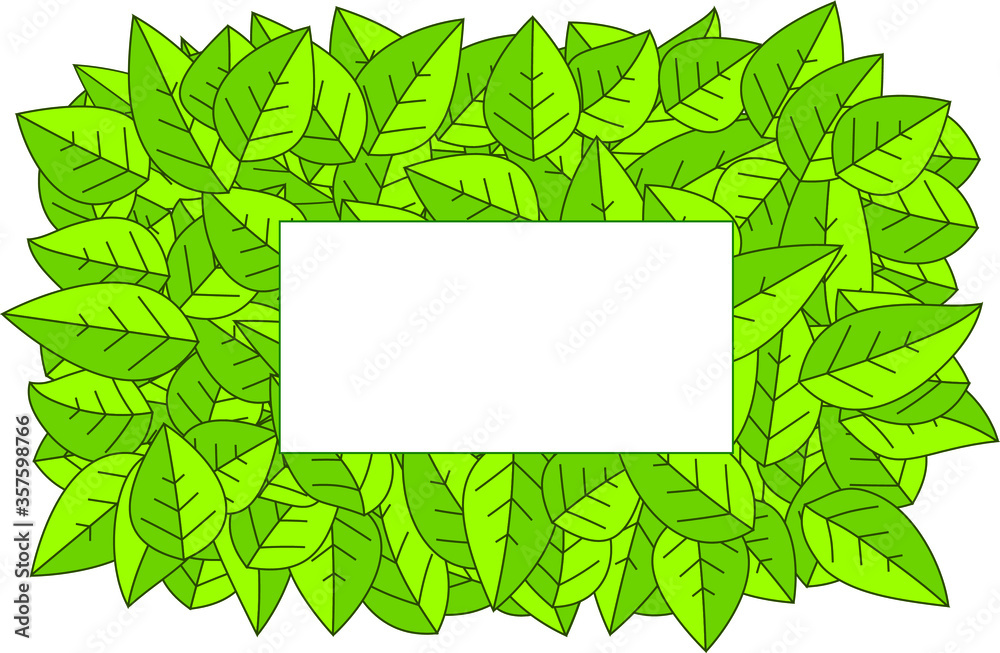 Mock up with frame of leaves. Vector image with natural ornament. 