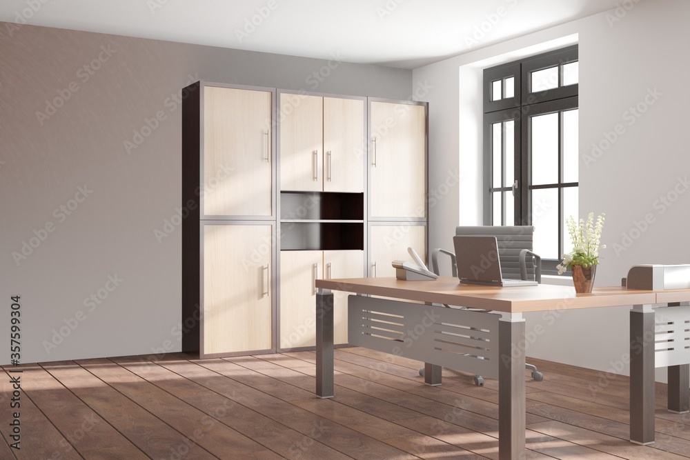 Fototapeta premium modern office room interior design. 3D illustration