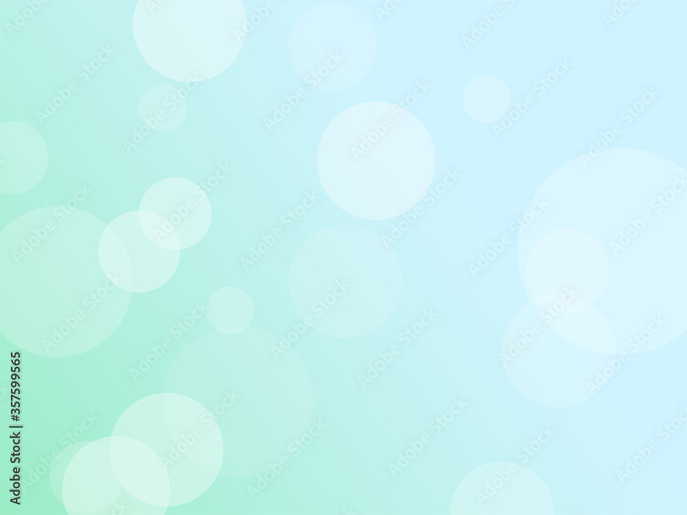 White bokeh transparent circle shapes with Green nature background, Vector illustration