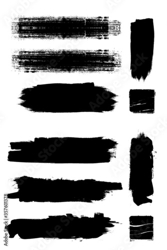 Grunge Paint Roller . Vector brush Stroke . Distressed banner . Black stripes isolated. paintbrush collection . Modern Textured shape . Dry border in Black . Bulge lines
