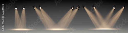 Projector. Scene illumination big collection, transparent effects. Bright lighting with spotlights element. Vector Illustration eps 10