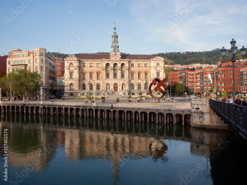 Bilbao City Hall building, located in the Ernesto Erkoreka square, where you can see a sculpture by Jorge Oteiza, Basque Country, Spain, Bilbao, Vizcaya photo