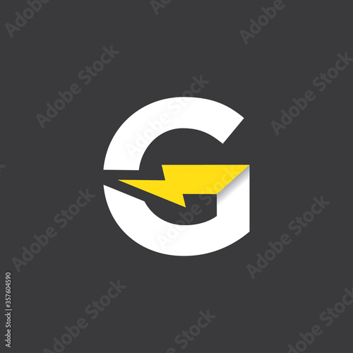 Initial letter g electric, thunder, power logo and icon vector illustration