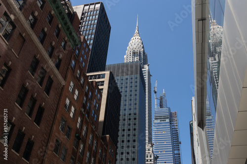 Street in Midtown Manhattan with Old Buildings and Skyscrapers