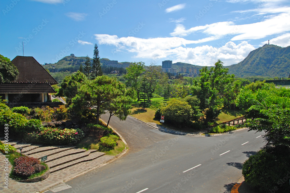 Tagaytay Highlands asphalt curve road in Tagaytay, Cavite, Philippines ...