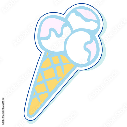 Ice cream. Isolated element on a white background. Sticker. Doodle style. Cartoon picture for scrapbooking, decoration, congratulations, invitation cards, etc.