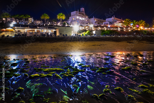 Santa Eulalia beach at night in albufeira, Algarve, Portugal