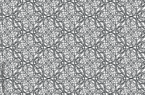 Messy scribble geometric outline repeating pattern on white background, vector illustration