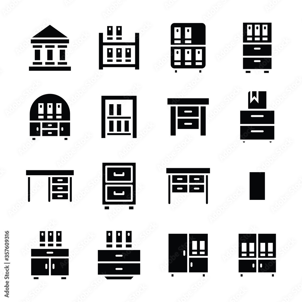 Books Racks Glyph Vector Pack Books Racks Glyph Vector Pack