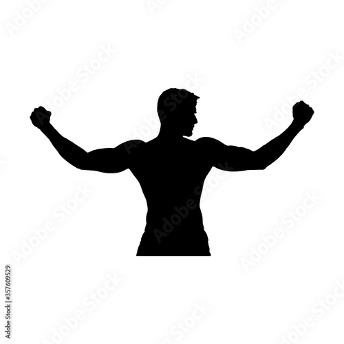 silhouette of a young man show biceps' 
