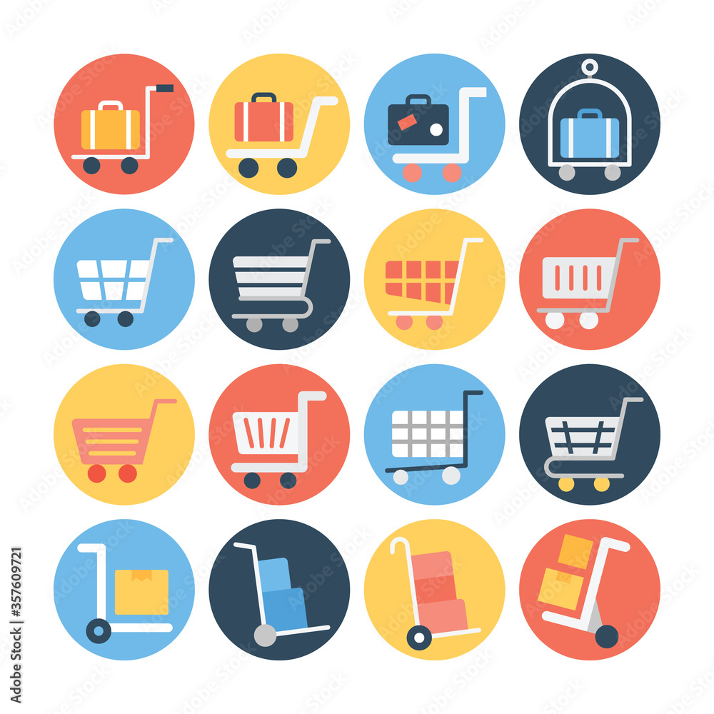 Shopping Cart Flat Rounded Pack Shopping Cart Flat Rounded Pack