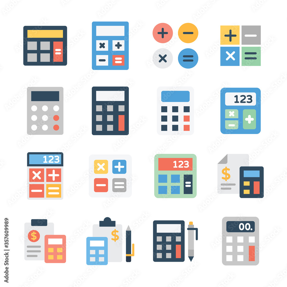 Pack Of Calculator Flat Icons 