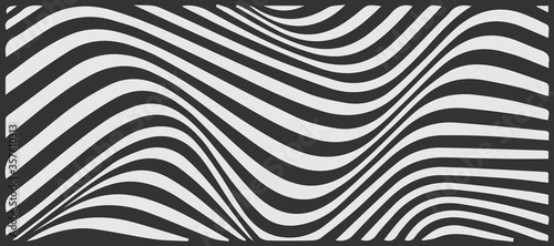 abstract 3d wave black and white line pattern