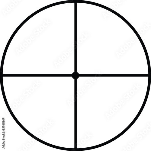 circle divided into 4 parts equal parts, black outline
 photo