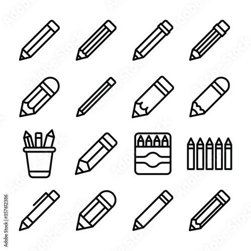 Pack Of Pencils Line Icons Pack