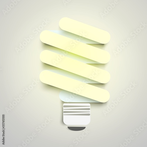 Vector flat illustration. Fluorescent lamp is lit