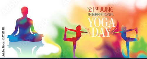 Yoga positions and poses performed by men and women